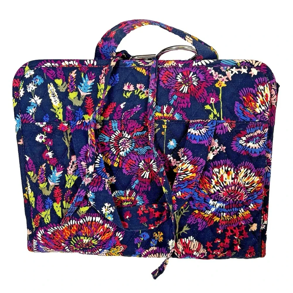 Vera Bradley Hanging Cosmetic Organizer Midnight Wildflowers‎ Quilted Cotton